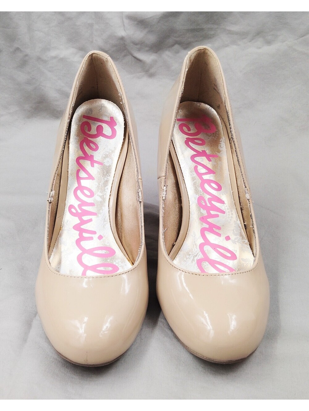 Betsyville Betsey Johnson Womens 7M Nude Patent Platform Stiletto Pumps Heels